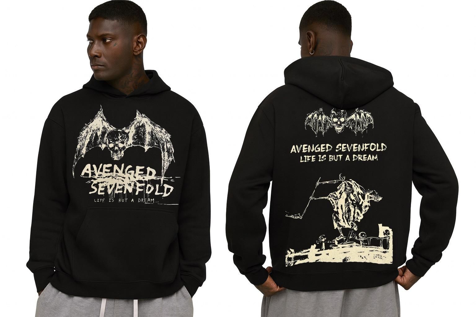 Avenged Sevenfold Kapşonlu Siyah Erkek Sweatshirt XL