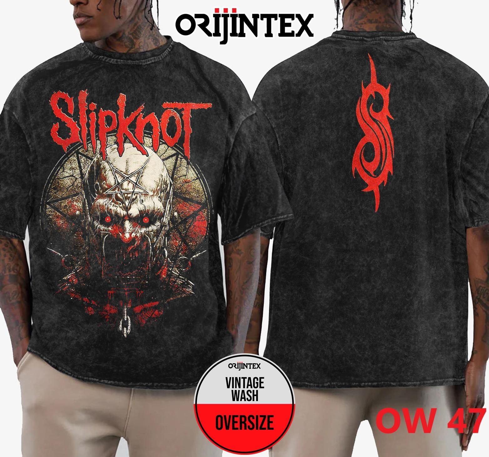 Slipknot Yıkamalı Over Size Tişört XL