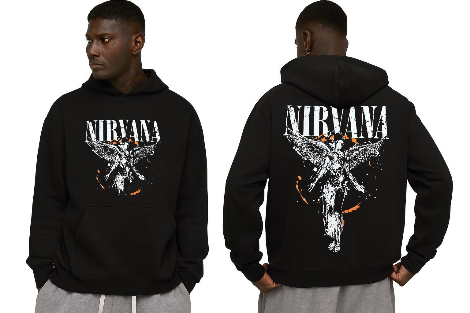 Nirvana Kapşonlu Siyah Erkek Sweatshirt L
