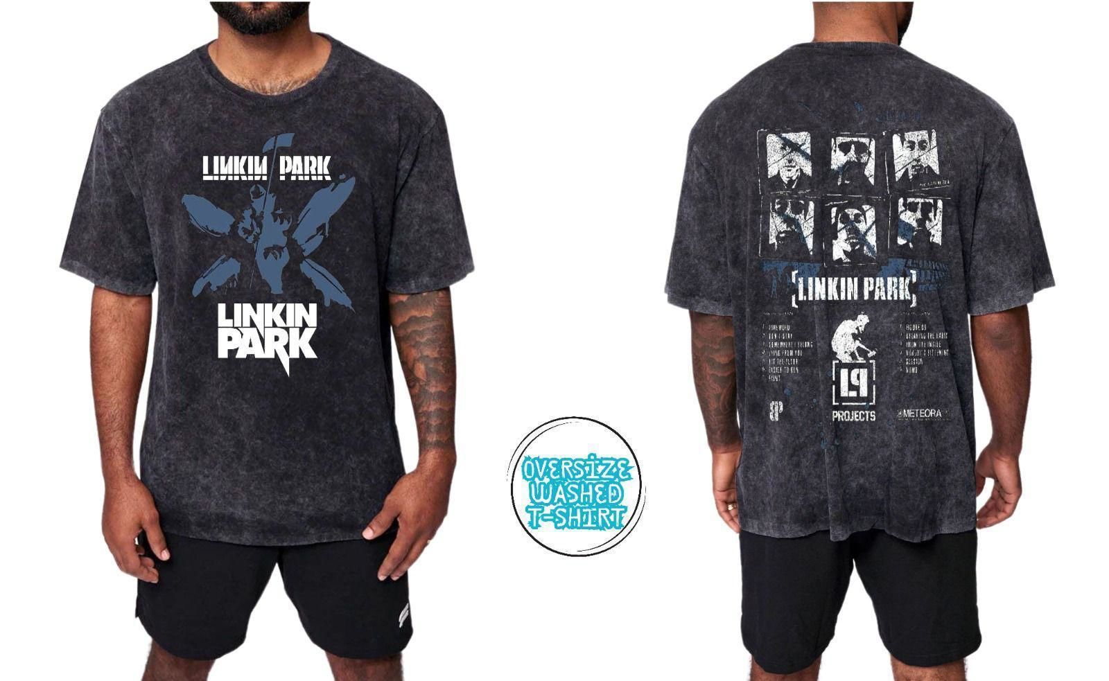 Linkin Park Yıkamalı Over Size Tişört XL
