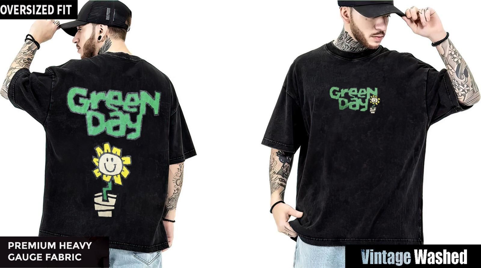 Green Day Yıkamalı Over Size Tişört XL