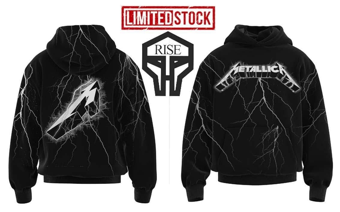 Metallica All Over Baskılı Kapşonlu Sweatshirt XS