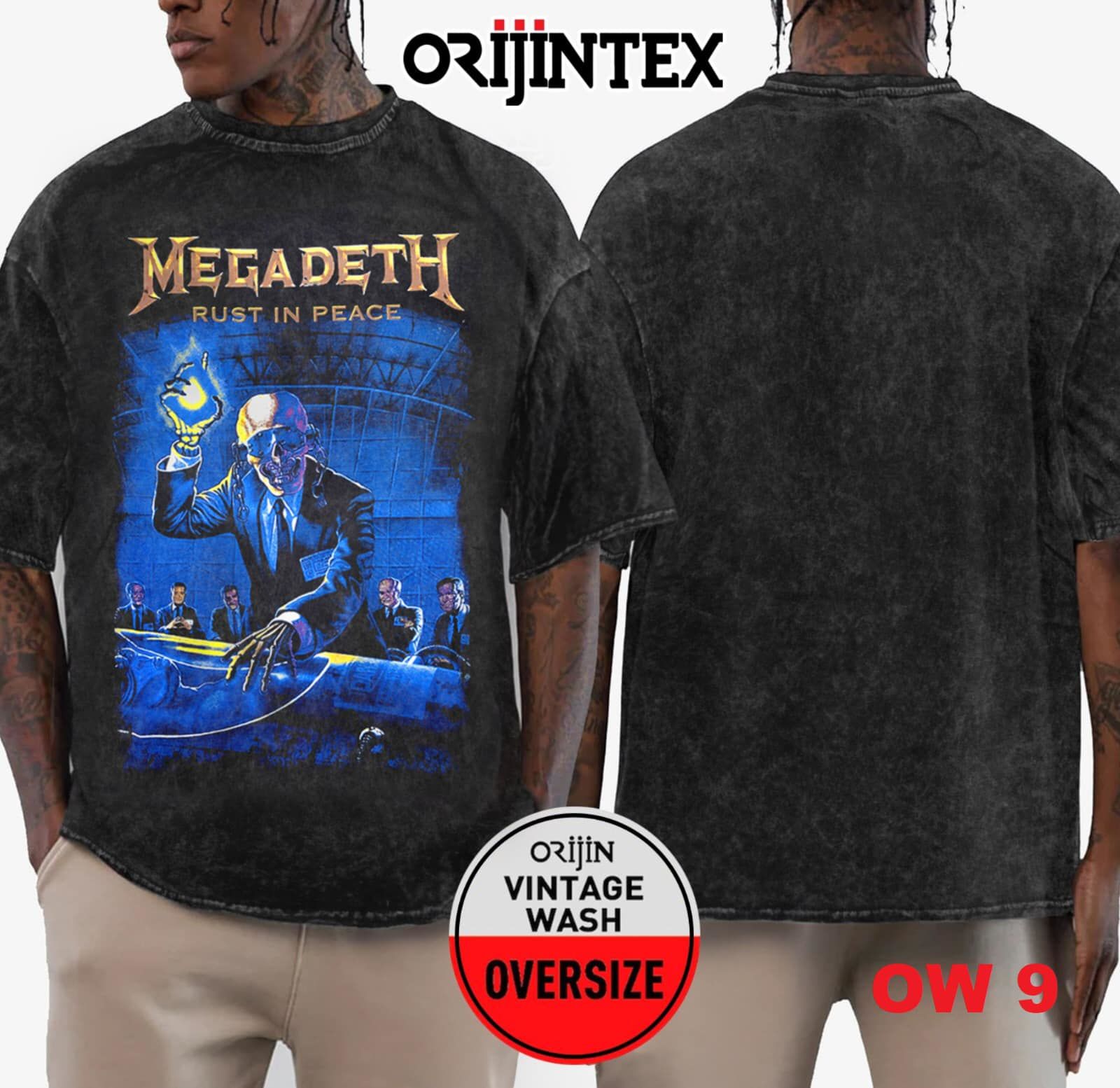 Megadeth Yıkamalı Over Size Tişört XL