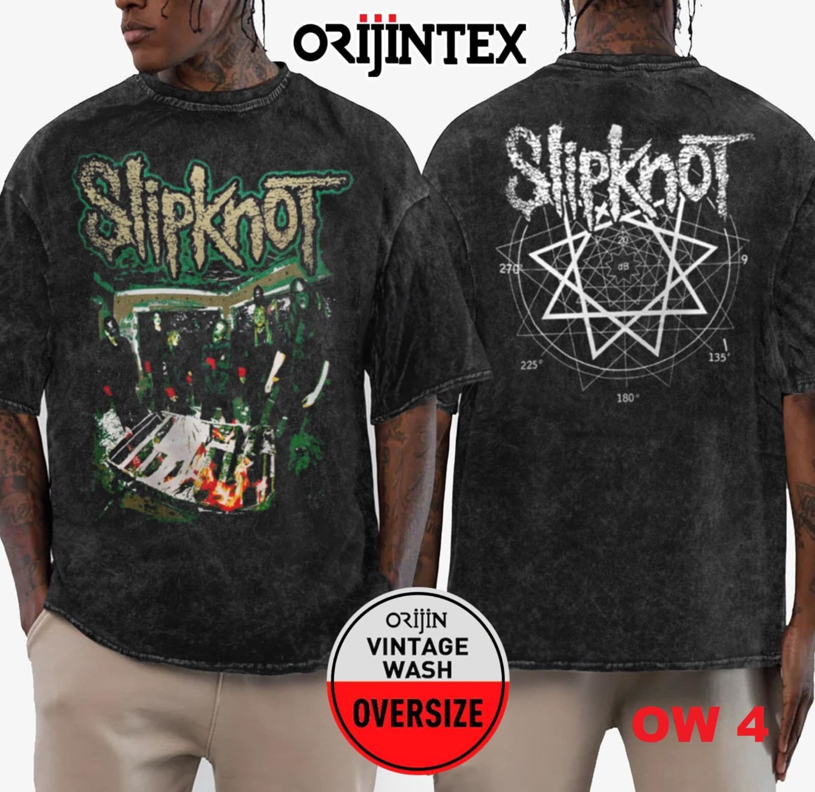 Slipknot Yıkamalı Over Size Tişört XL