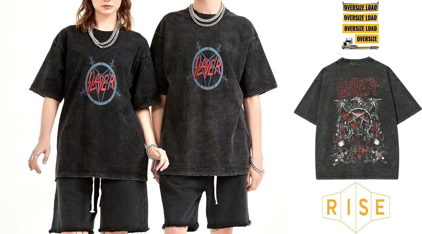 Slayer Yıkamalı Over Size Tişört M