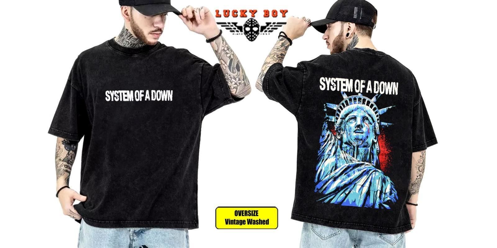 System of a Down Yıkamalı Over Size Tişört