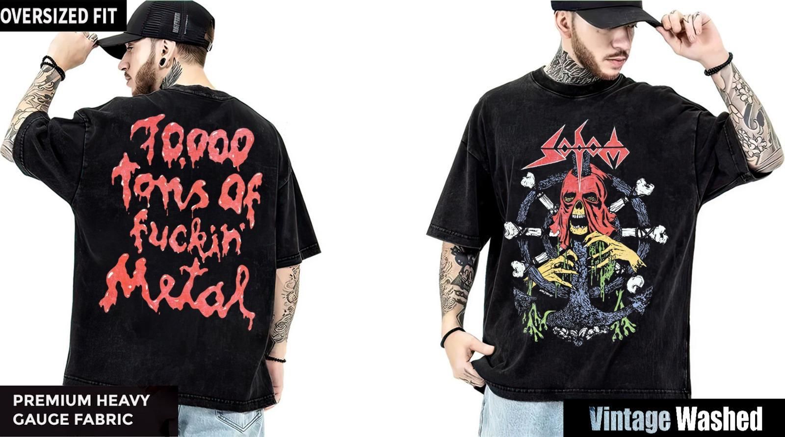 Sodom Yıkamalı Over Size Tişört L