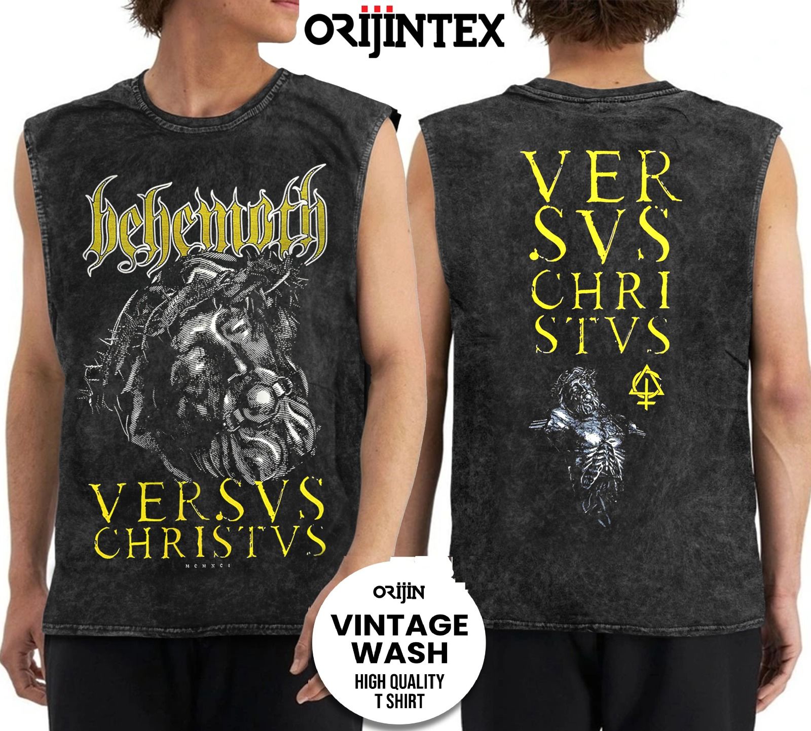 Behemoth Yıkamalı Over Size Kolsuz Tişört XL