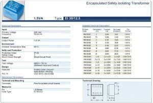Trafo El-Kom 1,5VA 0-12V mavi  RN 130324