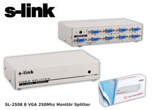 S-Link SL-2508 8 VGA 250Mhz Monitör Splitter