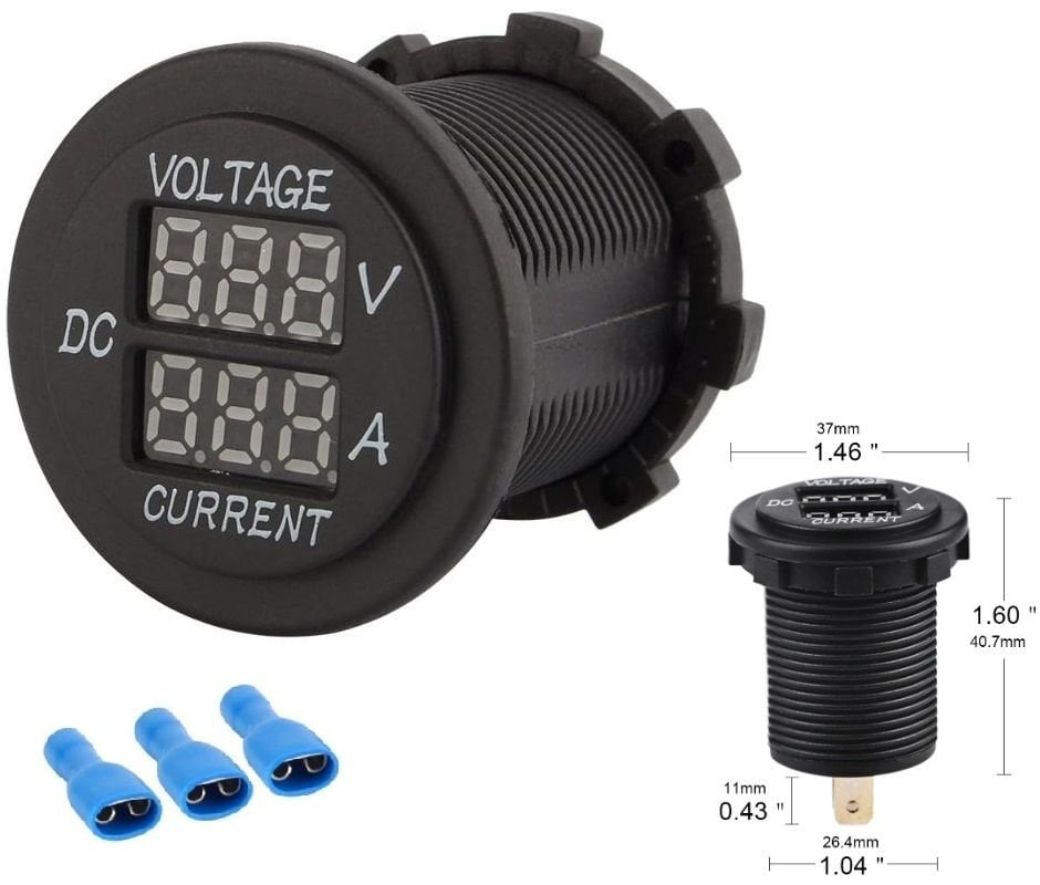 Ampermetre & Voltmetre Kırmızı 6 ~ 30V /  0 ~ 10A Yuvarlak Panel Tip