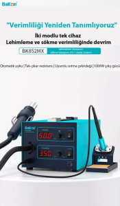 Bakon 852MX İntelligent Isı Ayarlı 2 in 1 Havya İstasyonu 1000W