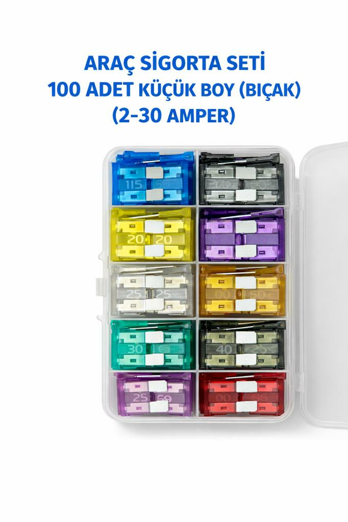 ARAÇ SİGORTA SETİ 100 ADET KÜÇÜK BOY (BIÇAK) (2-30 AMPER)