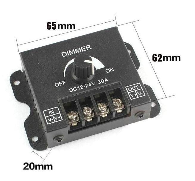 Led Dimmer Kontrol Tek Renk Şerit Ledler için  POT lu DC 12-24V 30A Manuel Kontrol