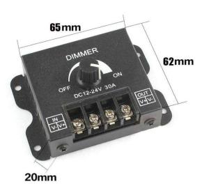 Led Dimmer Kontrol Tek Renk Şerit Ledler için  POT lu DC 12-24V 30A Manuel Kontrol