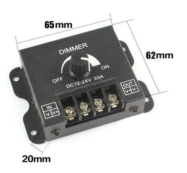 Led Dimmer Kontrol Tek Renk Şerit Ledler için  POT lu DC 12-24V 30A Manuel Kontrol