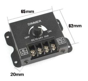 Led Dimmer Kontrol Tek Renk Şerit Ledler için  POT lu DC 12-24V 30A Manuel Kontrol