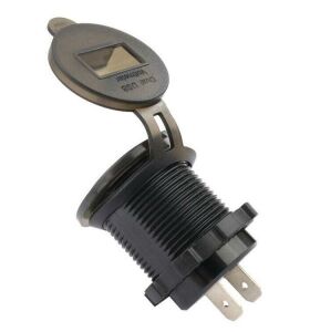 Usb Şarj Soketi Voltmetreli 2x5V 1a/ 2a (12-24V) Kırmızı Yuvarlak Panel Tip