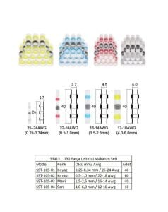 50 Parça Lehimli Makaron Seti Kablo Birleştirici Ek Muf 4 Çeşit Plastik Çantada
