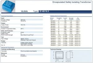 Trafo El-Kom 10VA 0-24V mavi RN148127 417mA
