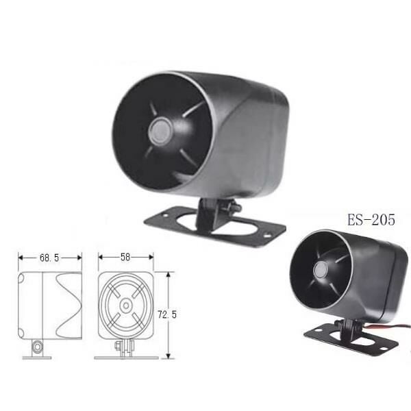 Siren Tek Sesli 12v Dc 20w HS205-1 Küçük Boy 105 Db