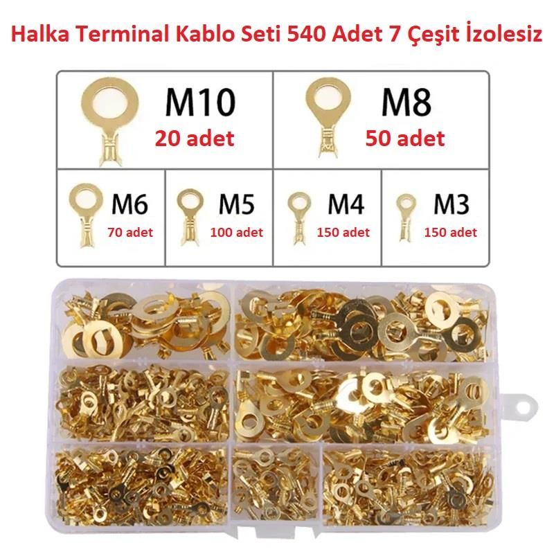 Halka Terminal Kablo Seti 540 Adet 6 Çeşit İzolesiz