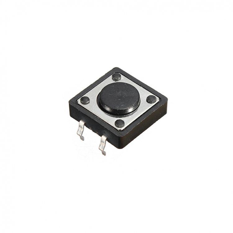 TACT  BUTON  12x12 Siyah 16 mm Yuvarlak