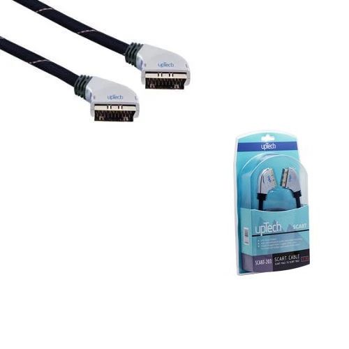 TV Scart- Scart Kablo 3 Metre upTech Scart-202 Gold Plate