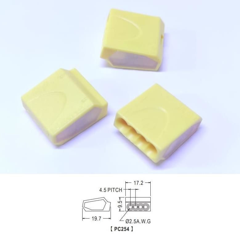 Geçmeli Buat Klemensi 4 Lü Sarı Pc-254 1-2,5mm ( 1 adet fiyatıdır )