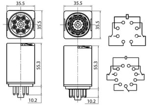 Hongfa Röle, 12V/AC 2 Kontak 8 Pin HF10FH & 012A-2ZT''