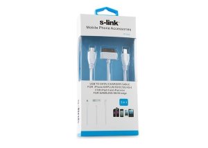 S-LİNK IP-522 USB IPOD/IPAD/IPHONE4 /SAMSUNG USB DATA ŞARJ - (BEYAZ) 3İN1