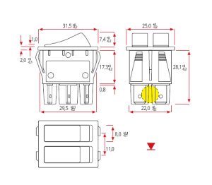 ANAHTAR 16A BÜYÜK ON ~ OFF KIRMIZI İKİLİ IŞIKLI 6 PİN TDB16C1GG2110 1 İNCİ KALİTE