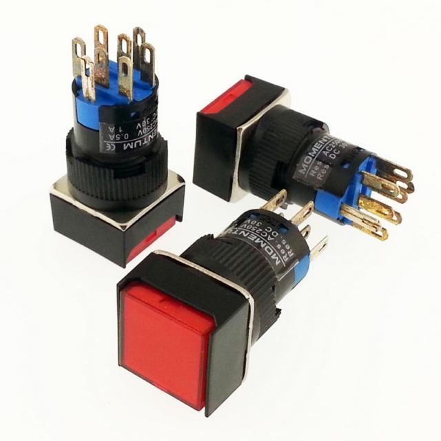 ANAHTAR  MOMENTUM MBT-37242 KARE KIRMIZI 6 pin