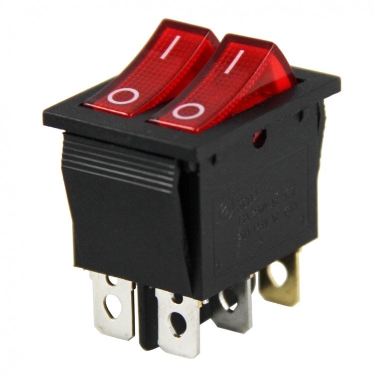 ANAHTAR 16A BÜYÜK ON ~ OFF KIRMIZI İKİLİ IŞIKLI 6 PİN TDB16C1GG2110 1 İNCİ KALİTE