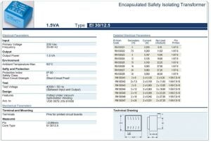 Trafo El-Kom 1,5VA 2X18V mavi RN130346
