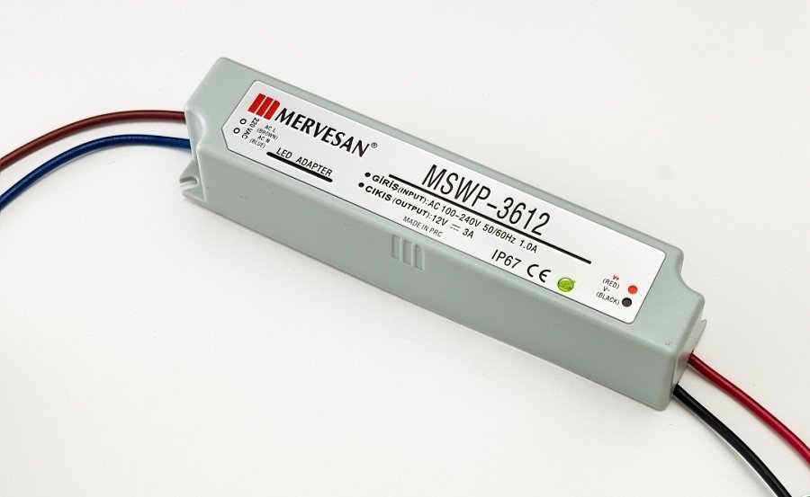 Mervesan Mswp-36-12 12v 3a Sabit Voltaj Plastik Kasa Adaptör İp67