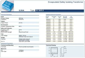 Trafo El-Kom 0,5VA 2X12V mavi RN130144