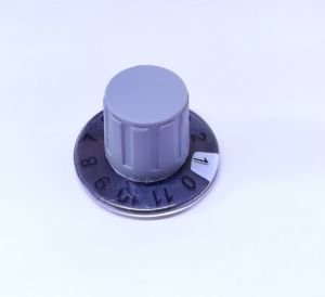 Pot Düğmesi HT1600G Gri Düğme Üstten Vidalı+ Kapak + Siyah Altlık + Şeffaf Scala Numaralı 4 Parça