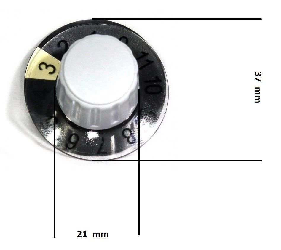 Pot Düğmesi HT1600G Gri Düğme Üstten Vidalı+ Kapak + Siyah Altlık + Şeffaf Scala Numaralı 4 Parça