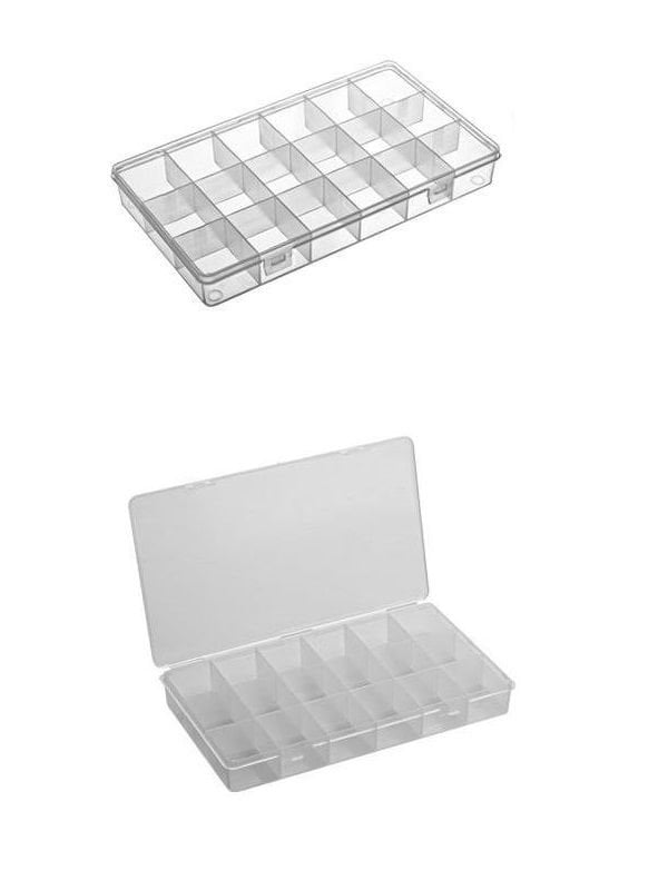 Setbox 606 18 Sabit Bölmeli Şeffaf Organizer Kutu  145 x 255 x 35mm