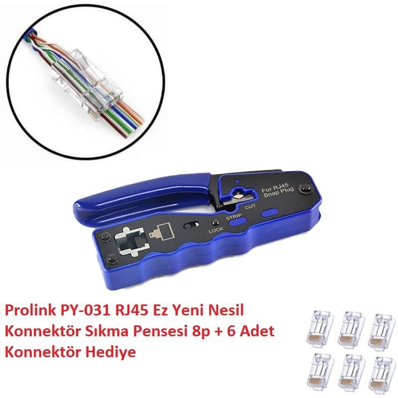 Prolink PY-031 RJ45 Ez Yeni Nesil Konnektör Sıkma Pensesi 8p + 6 Adet Konnektör Hediye