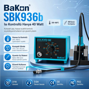 Bakon SBK936B Isı Ayarlı Havya Seti Analog 40w 200° - 480°