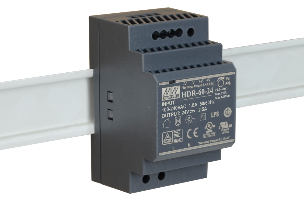 Meanwell Hdr-60-24 60w 24v 2,5a Ray Tip Güç Kaynağı