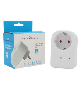POWERMASTER PM-18521 16 AMPER 3500 WATT LED GÖSTERGELİ TEKLİ BEYAZ AKIM KORUMALI PRİZ