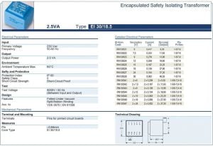 Trafo El-Kom 2,5VA 2x15V mavi RN130545  2x83mA