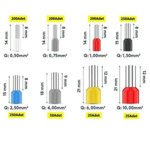 Prolink PH-030 (YAC-8) İzoleli Yüksük Sıkma Pensesi 0,25-10mm AWG 23-7 ( Kare Sıkar )+1200 Terminal