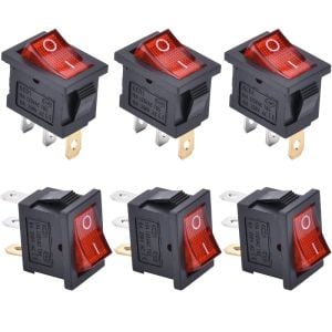Anahtar Mini Kırmızı On Off Işıklı 3 Pin 6a 250v Kcd1-2-101n / Ic-118 ( Kalıcı Tip)