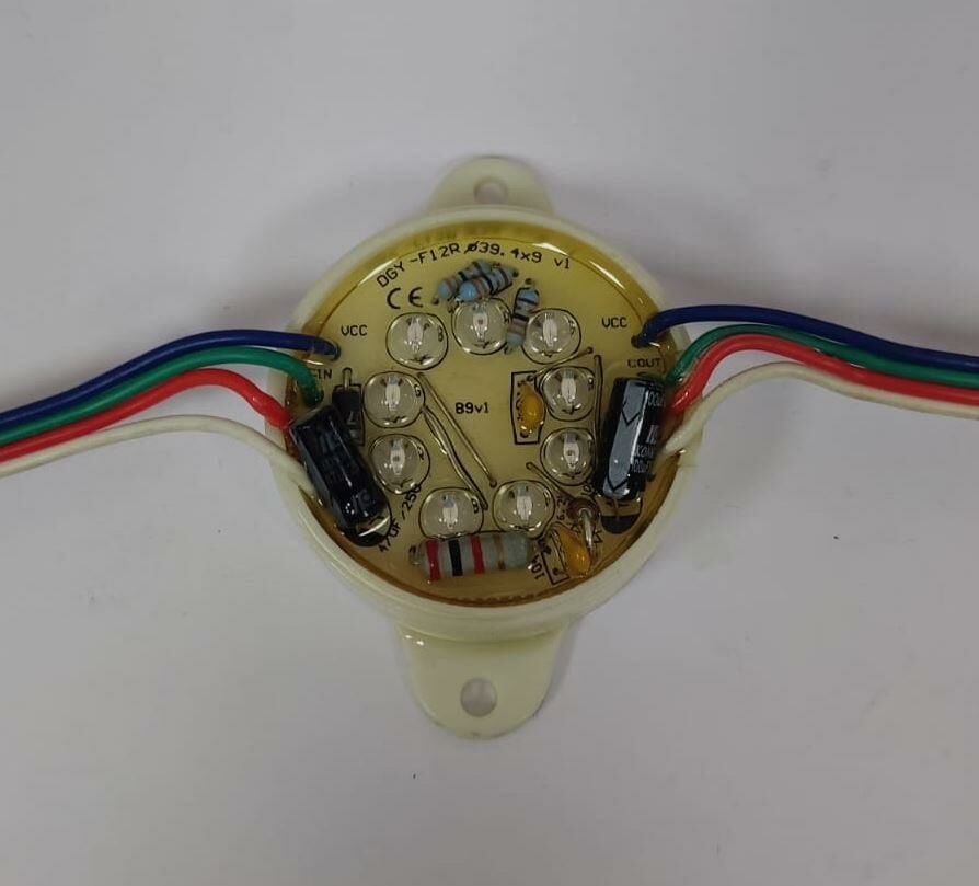 LED-Modül 4,8mm Mantar Led'li 3'lü 9-led'li RGB Sugeçirmez YUVARLAK şeffaf