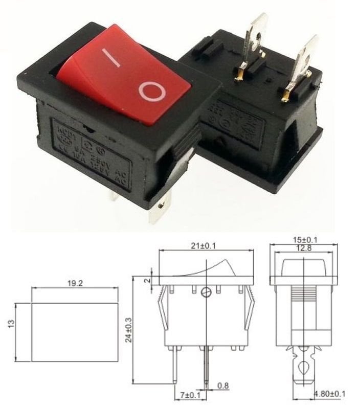 Anahtar Mini Kırmızı On Off Işıksız 2 Pin 6a 250v Kcd1 / Ic-120a ( Kalıcı Tip)