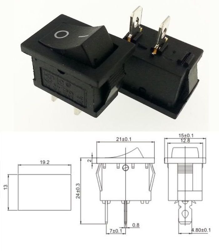 Anahtar Küçük Siyah On Off Işıksız 2 Pin 6a 250v Kcd1-2 / Ic-120 ( Kalıcı Tip)